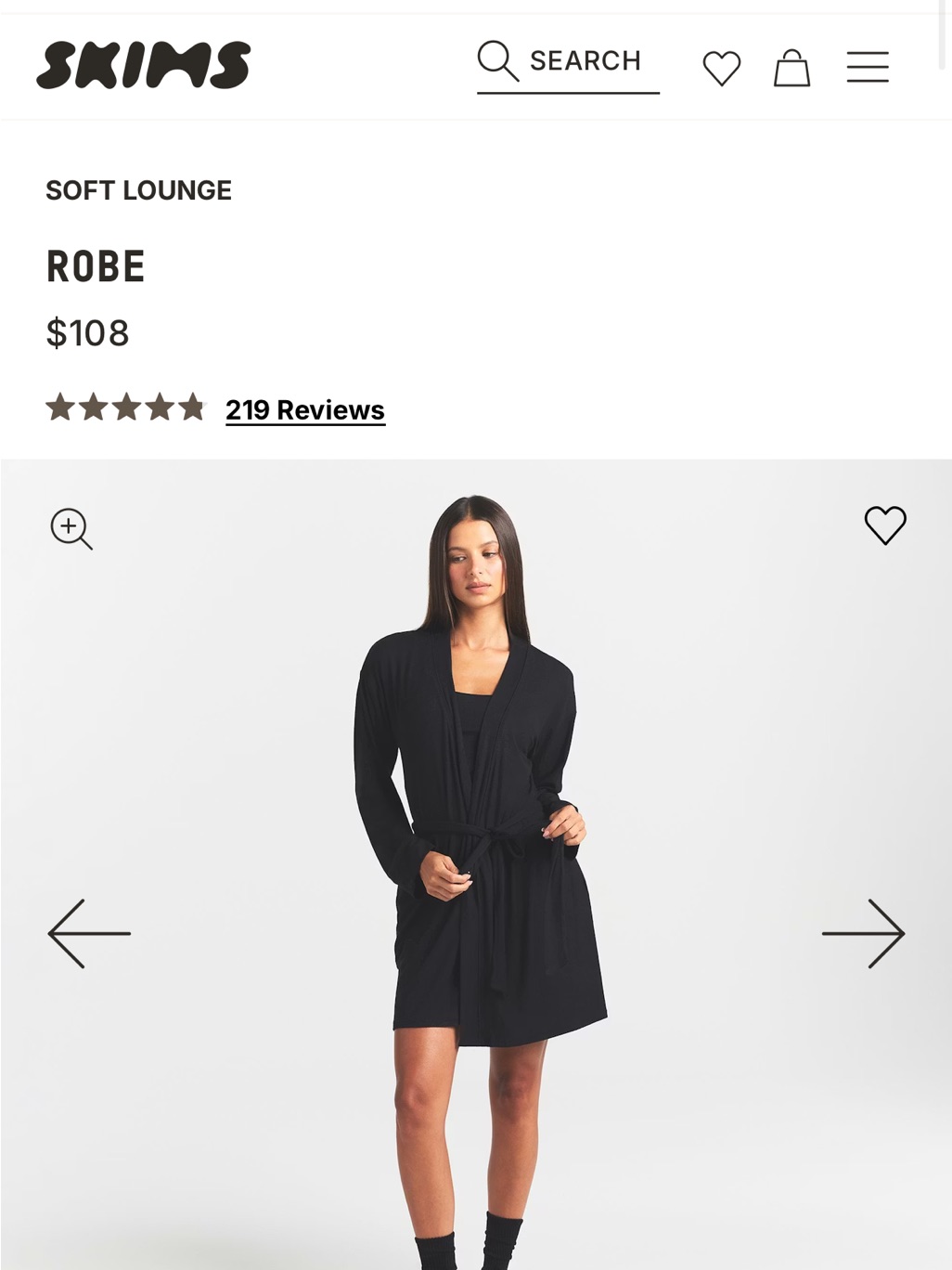 Skims Soft Lounge Black Robe Xl